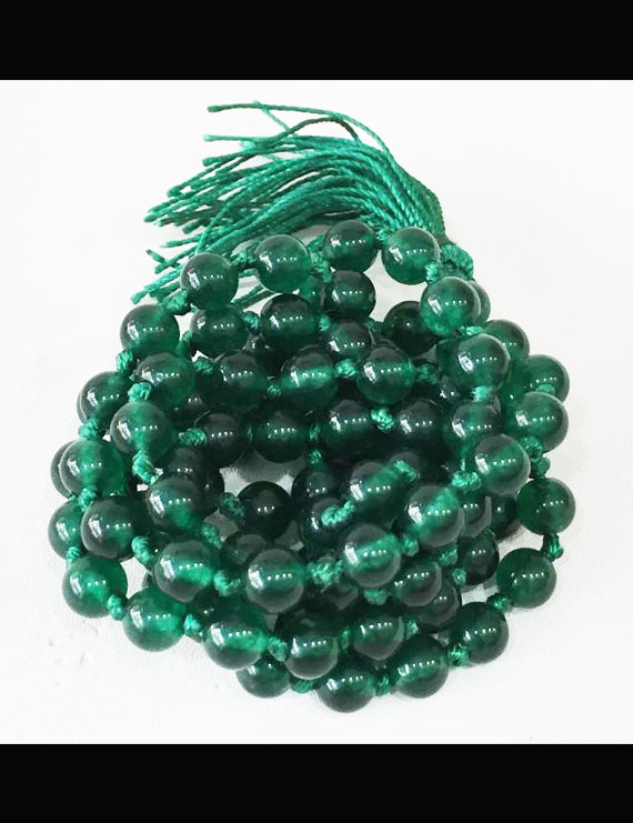Natural Green Hakik Mala 108 Beads, 6mm